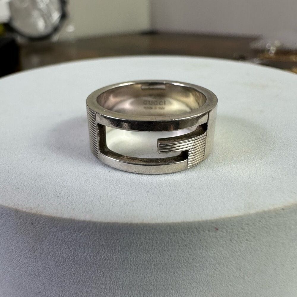 Gucci G Logo Vintage Sterling‎ Silver Ring Size 6